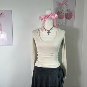 Free People Intimately Clean Slate Seamless Layering Top Cream Womens M/L